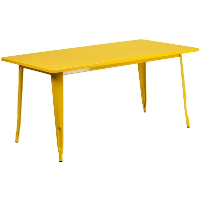 Emma And Oliver Commercial 31.5" X 63" Rectangular Colorful Metal Indoor-Outdoor Dining Table - Image 10