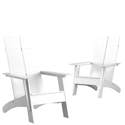 Emma And Oliver Set Of 2 Modern Dual Slat Back Indoor/Outdoor Adirondack Style Chairs - Image 12