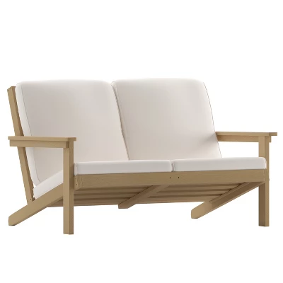 Emma And Oliver All-Weather Polyresin Adirondack Loveseat With Deep Seat And Comfortable Back & Seat Cushions - Image 11