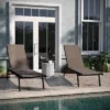 Emma And Oliver Set Of 2 Textilene Adjustable 5 Position Patio Chaise Lounge And Metal Frame