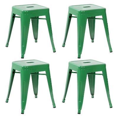 Emma And Oliver 18 Inch Table Height Indoor Stackable Metal Dining Stool-Set Of 4 - Image 18