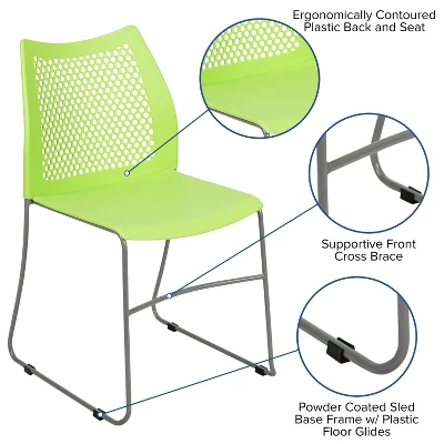 Emma And Oliver Home And Office Sled Base Stack Chair With Air-Vent Back - Guest Chair - Image 4