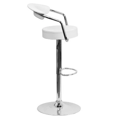 Emma And Oliver 2 Pack Contemporary Vinyl Adjustable Height Barstool With Arms And Chrome Base - Image 3