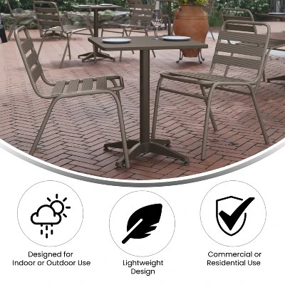 Emma And Oliver 23.5'' Square Aluminum Indoor-Outdoor Table Set With 2 Slat Back Chairs - Image 7