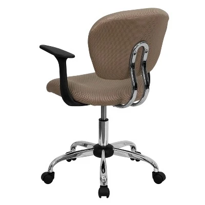 Emma And Oliver Mid-Back Coffee Brown Mesh Padded Swivel Task Office Chair With Arms - Image 2