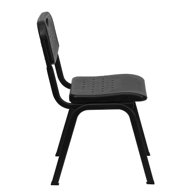 Emma And Oliver Black Plastic Student Classroom Stack Chair With Open Back - Image 7