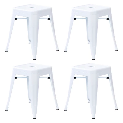 Emma And Oliver 18 Inch Table Height Indoor Stackable Metal Dining Stool-Set Of 4 - Image 17