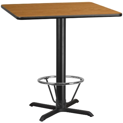 Emma And Oliver 42" Square Laminate Bar Table With 33"x33" Foot Ring Base - Image 3