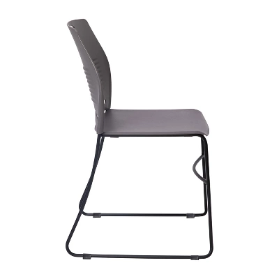 Emma And Oliver Heavy Duty 660 Lb. Capacity Ergonomic Polypropylene Stack Chair With Perforated Back And Steel Sled Base - Image 9
