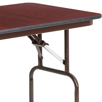 Emma And Oliver 4-Foot Mahogany Melamine Laminate Folding Banquet Table - Image 4