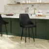Emma And Oliver Modern Upholstered Dining Stools With Chrome Accented Metal Frames And Footrests