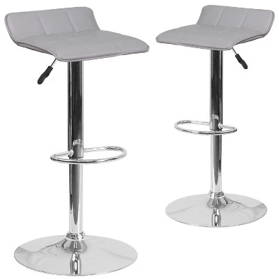 Emma And Oliver 2 Pack Contemporary Vinyl Adjustable Height Barstool With Quilted Wave Seat And Chrome Base - Image 15