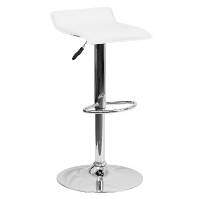 Emma And Oliver 2 Pack Contemporary Vinyl Adjustable Height Barstool With Solid Wave Seat And Chrome Base - Image 10