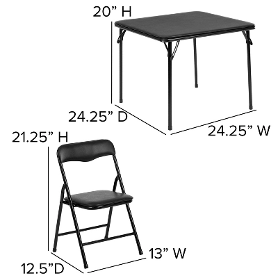 Emma And Oliver Kids 5 Piece Folding Table And Chair Set - Kids Activity Table Set - Image 4