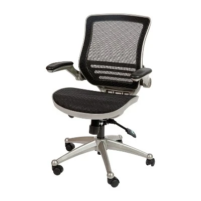 Emma And Oliver Mid-Back Transparent Mesh Executive Swivel Office Chair With Flip-Up Arms - Image 3