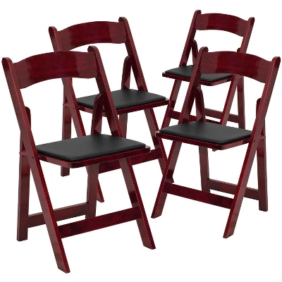 Emma And Oliver 4 Pack Wood Folding Chair With Vinyl Padded Seat - Image 14