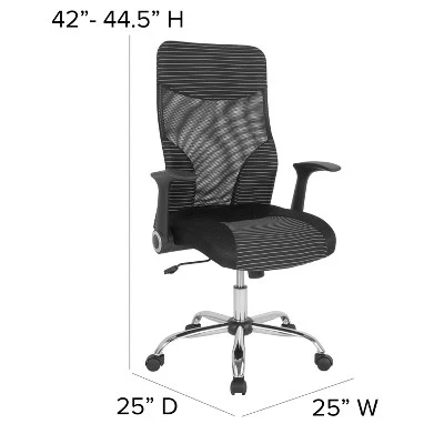 Emma And Oliver High Back Black/White Ergonomic Office Chair With Contemporary Mesh Design - Image 3
