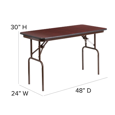 Emma And Oliver 4-Foot Mahogany Melamine Laminate Folding Banquet Table - Image 3