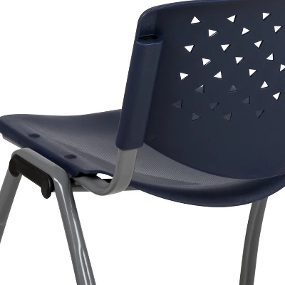 Emma And Oliver Home And Office Navy Plastic Stack Chair With Perforated Back - Guest Chair - Image 7