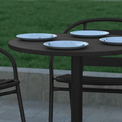 Emma And Oliver 27.5'' Round Aluminum Indoor-Outdoor Table With Base - Image 4