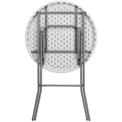 Emma And Oliver 2.6-Foot Round Granite White Plastic Bar Height Folding Event Table - Image 5