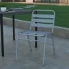 Emma And Oliver Aluminum Commercial Indoor-Outdoor Armless Restaurant Stack Chair With Triple Slat Back