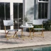 Emma And Oliver Three Piece Folding French Bistro Set In PE Rattan With Metal Frames For Indoor And Outdoor Use