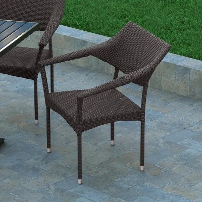 Emma And Oliver Modern All-Weather Patio Dining Chair With Fade And Weather Resistant PE Rattan And Reinforced Steel Frame - Image 3