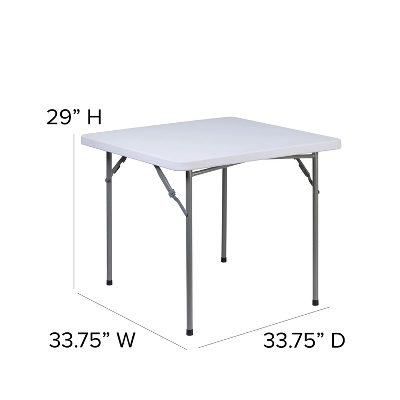 Emma And Oliver 2.81-Foot Square Granite White Plastic Folding Table - Card Table/Game Table - Image 2