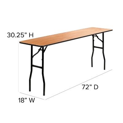 Emma And Oliver 6-Foot Rectangular Wood Folding Training / Seminar Table With Clear Coated Top - Image 2