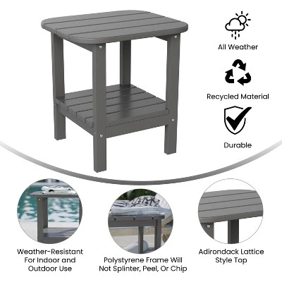 Emma And Oliver Two Tier Polyresin Adirondack Side Table - All-Weather For Indoor/Outdoor Use - Image 4