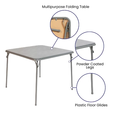 Emma And Oliver Foldable Card Table With Vinyl Table Top - Game Table - Portable Table - Image 2