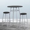 Emma And Oliver Bar Height Table Set With Padded Stools
