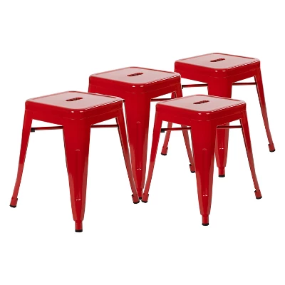 Emma And Oliver 18 Inch Table Height Indoor Stackable Metal Dining Stool-Set Of 4 - Image 12