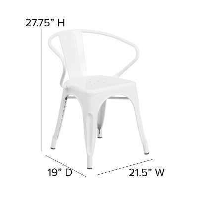 Emma And Oliver Commercial Grade Colorful Metal Indoor-Outdoor Chair With Arms - Image 3