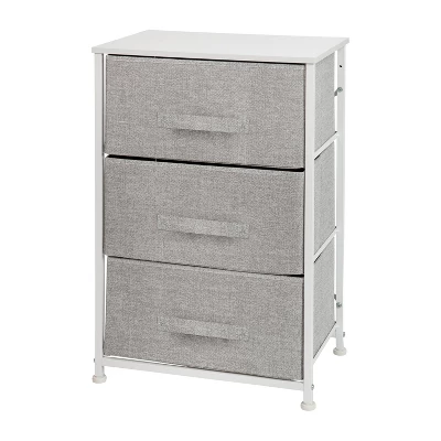 Emma And Oliver 3 Drawer Vertical Storage Dresser With Wood Top & Fabric Pull Drawers - Image 9
