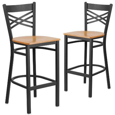 Emma And Oliver 2 Pack "X" Back Metal Restaurant Barstool - Image 7
