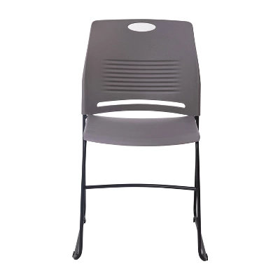 Emma And Oliver Heavy Duty 660 Lb. Capacity Ergonomic Polypropylene Stack Chair With Perforated Back And Steel Sled Base - Image 10