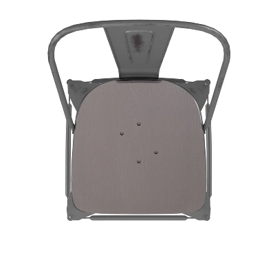 Emma And Oliver Clear Coated Metal Stool With Backrest And Polyresin Seat For Indoor Use Only - Image 9