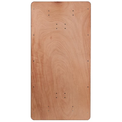 Emma And Oliver 6-Foot Rectangular Wood Folding Banquet Table With Clear Coated Finished Top - Image 7