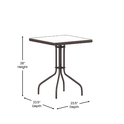 Emma And Oliver 23.5" Square Tempered Glass Metal Table With Smooth Ripple Design Top - Image 6