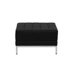 Emma And Oliver Leather Quilted Tufted Living Room/Reception Ottoman