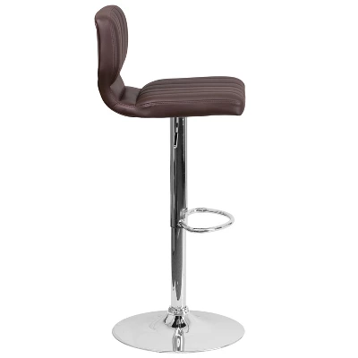 Emma And Oliver Vertical Stitch Back Swivel Adjustable Height Barstool - Image 7