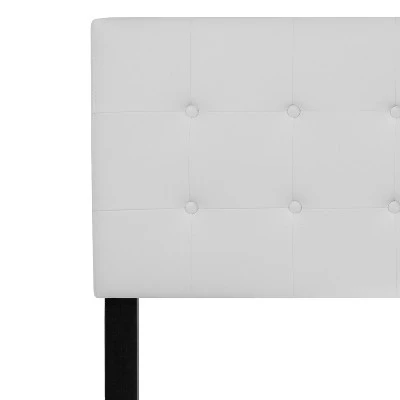 Emma And Oliver Button Tufted Upholstered Queen Size Headboard In White Vinyl - Image 4