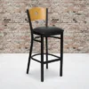 Emma And Oliver Wood Circle Back Black Metal Restaurant Dining Barstool