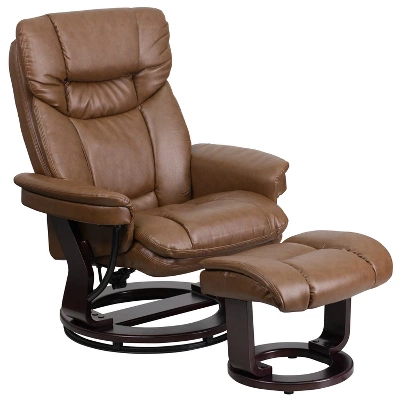 Emma And Oliver Multi-Position Recliner & Curved Ottoman With Swivel Wood Base - Image 12
