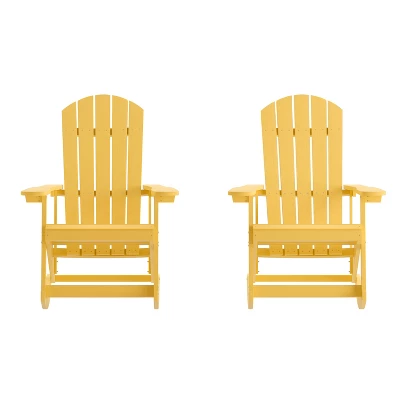 Emma And Oliver Set Of 2 Marcy Classic All-Weather Poly Resin Rocking Adirondack Chairs With Stainless Steel Hardware For Year Round Use - Image 14