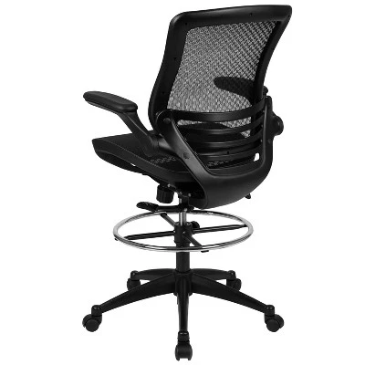Emma And Oliver Mid-Back Transparent Mesh Drafting Chair With Flip-Up Arms - Image 10