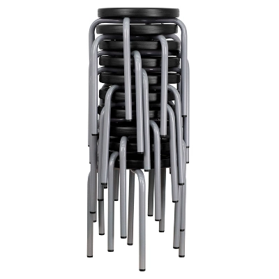 Emma And Oliver Stackable Stool With Silver Powder Coated Frame - Image 3