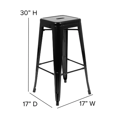 Emma And Oliver 4 Pack 30" High Metal Indoor Bar Stool - Stackable Stool - Image 4